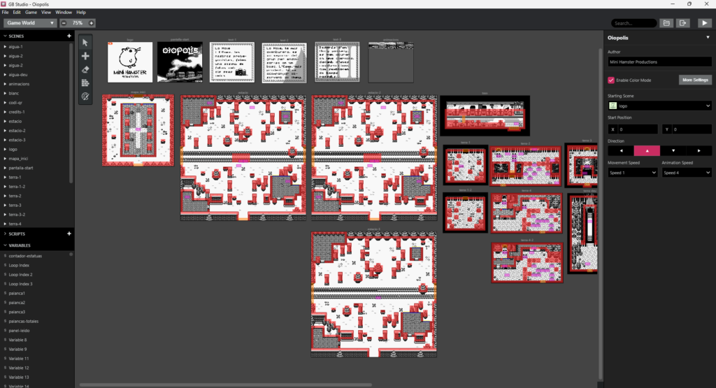 oiopolis game project open in gb studio