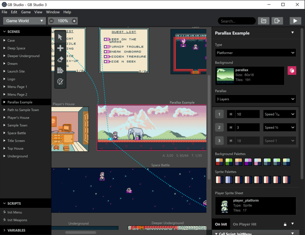 GB Studio game editor.