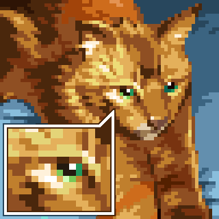 Pixel-art cat example.